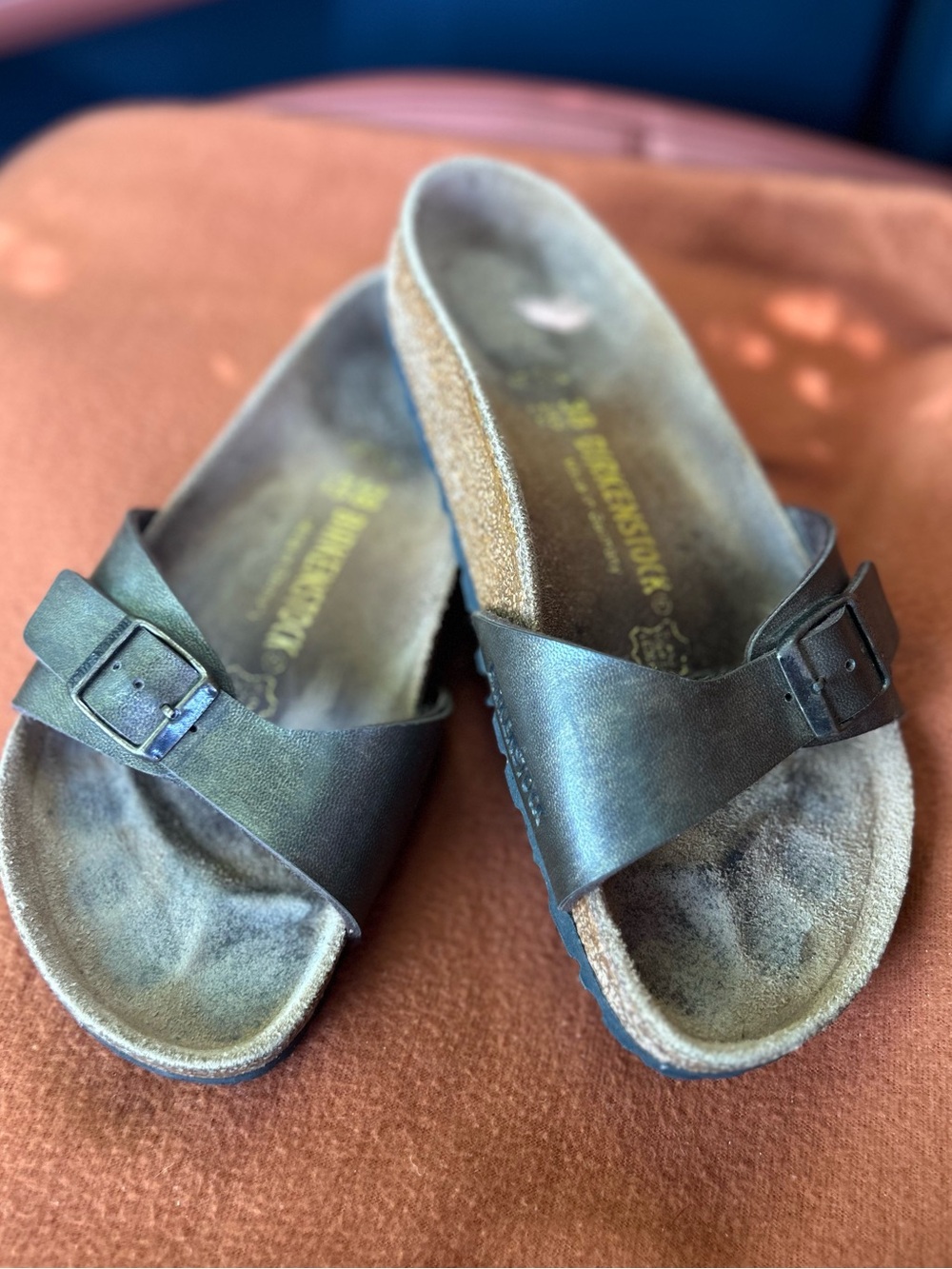 Birkenstock Marble Brown Madrid Slide Sandals size 7(38)